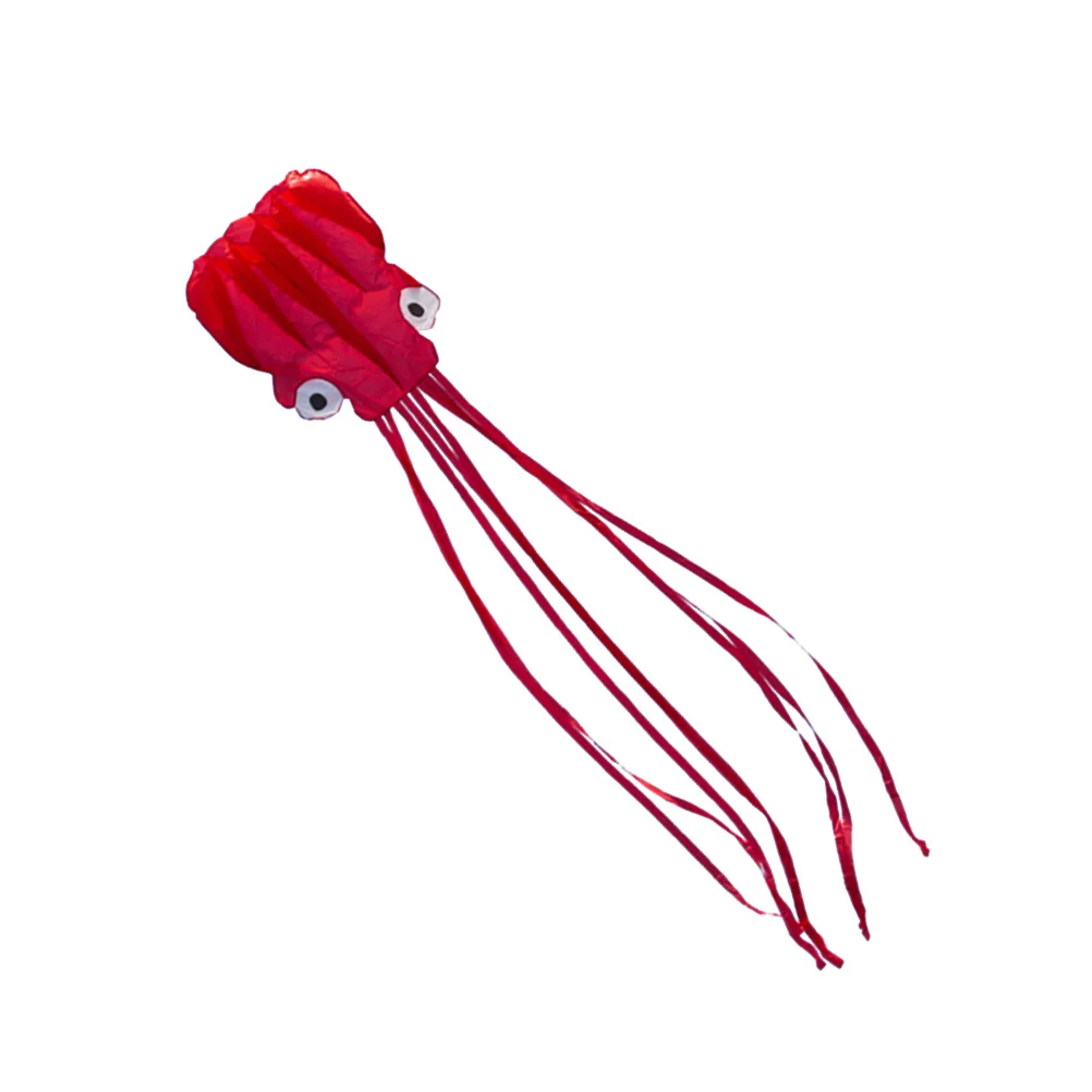 Magnifique grand cerf-volant facile pour enfants, logiciel de poulpe, longue queue avec ligne volante de 30 m pour la plage ou le parc (rouge)