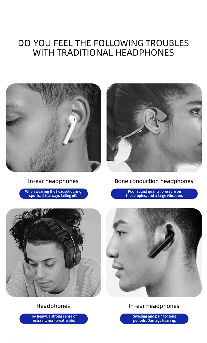 Open-Ear-Kopfhörer, TWS, kabellose Bluetooth-Kopfhörer, Mikrofon mit Geräuschunterdrückung, Headsets mit Lichtern für Nachtlaufsport – Detail 4