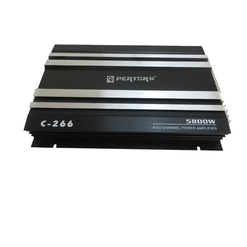 Aluminum 4-ch A/B Class Car Audio Amplifier C-266 with Safety copper fuse max 5800W Pure copper terminals High heat dissipation;