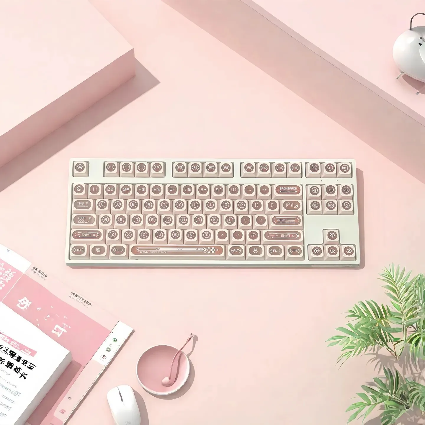

136 Keys Dye-Sub Shine-Through PBT Keycaps Cherry Profile Pink Cat Eye PC Key cap Set for MX Switches Mechanical Gaming Keyboard