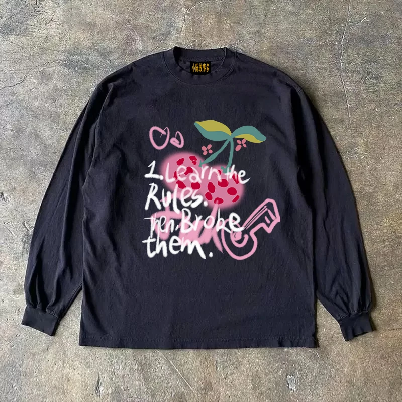 純綿長袖tシャツ-30g-ヘビーウェイト-アメリカンレトロ-オーバーサイズ-ストリートスタイル-多用途-カジュアル-サマーファッション