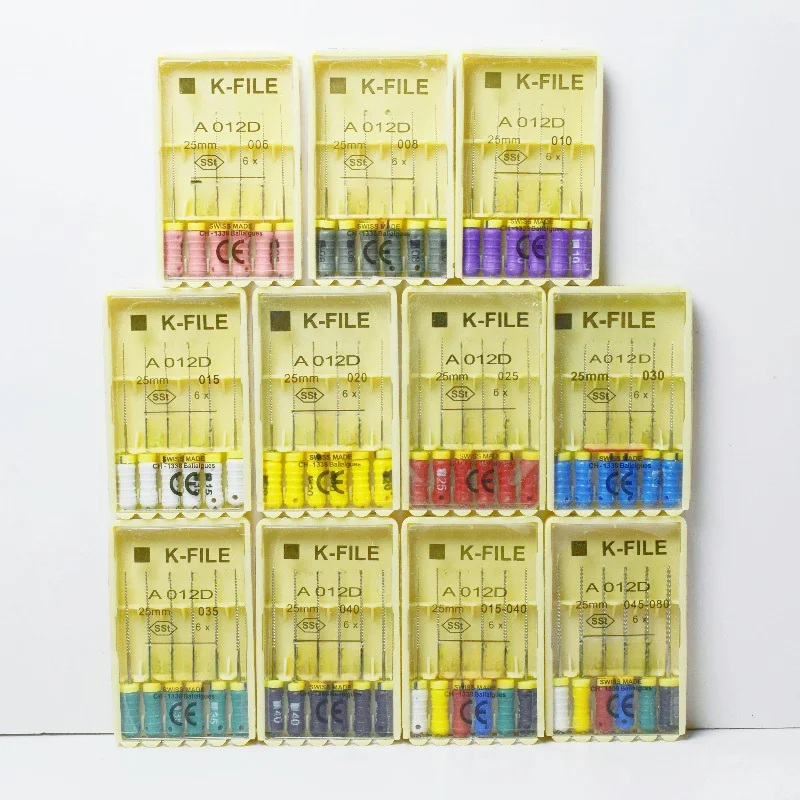 2BOXES Pilnik do kanału korzeniowego 25 mm ze stali nierdzewnej K Pilnik do użytku ręcznego Endodontyczny rozrzutnik palców Instrumenty laboratoryjne stomatologiczne MATERIAŁ