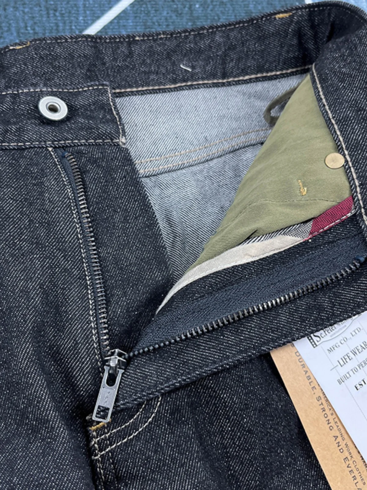 2024 Autumn and Winter American Retro Primary Color Black Denim Jeans Men\'s 86.4% Cotton Washed Old Heavyweight Straight Pants