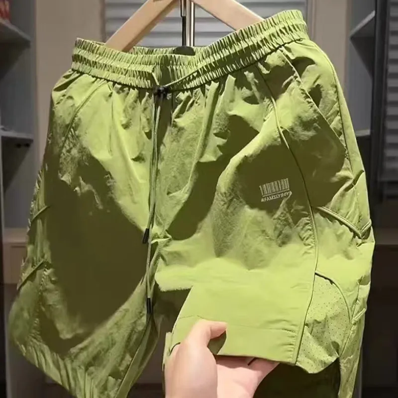 

Qui Dry Summer New Sle Casual Men's orts Breathable Beach Sports Loose Fit Laser Drill Hole Five Length Pants