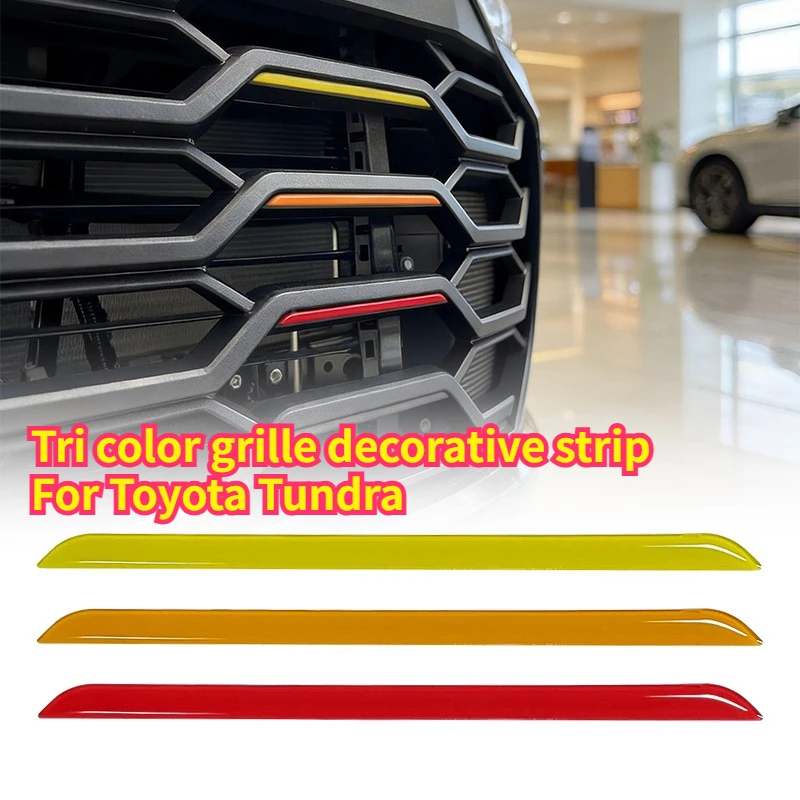 Automotive Tri Color Grille Decorative Strip, Tri Color Front Grille Modification Label, Car Modification for Toyota Tundra 3pcs