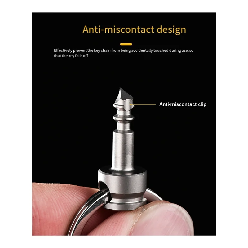 

RTENTE-Titanium Alloy Key Chain High-End Spring Lock Car Mini Universal Rotating Ring Buckle-Wave Pattern [Sandblasting] Durable