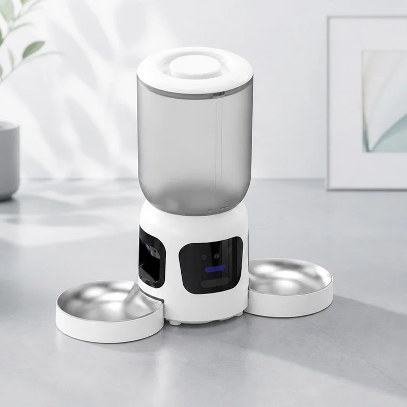 Dual-Camera Pet Feeder with 6L Food Hopper, App Remote Feeding, 180 Degree Wide Angle Live View, OEM ODM Customizable