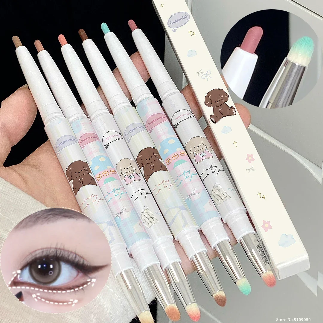 Gel per eyeliner all'uva perlescente con pennello misto liscio come la seta tè marrone rosa sdraiato baco da seta ombretto matita per eyeliner impermeabile