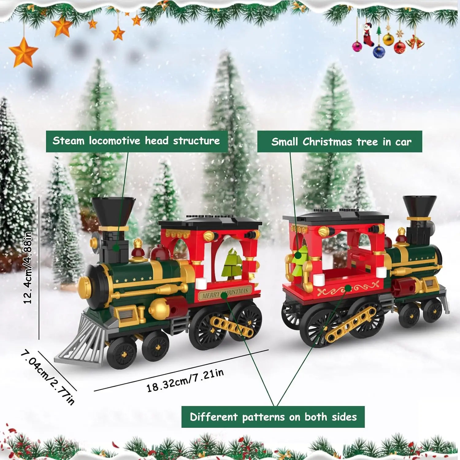 Holiday Christmas Train Building Blocks Toy Set DIY Santa Claus Elk Red Hat Building Blocks Home Decoration Children\'s Gifts