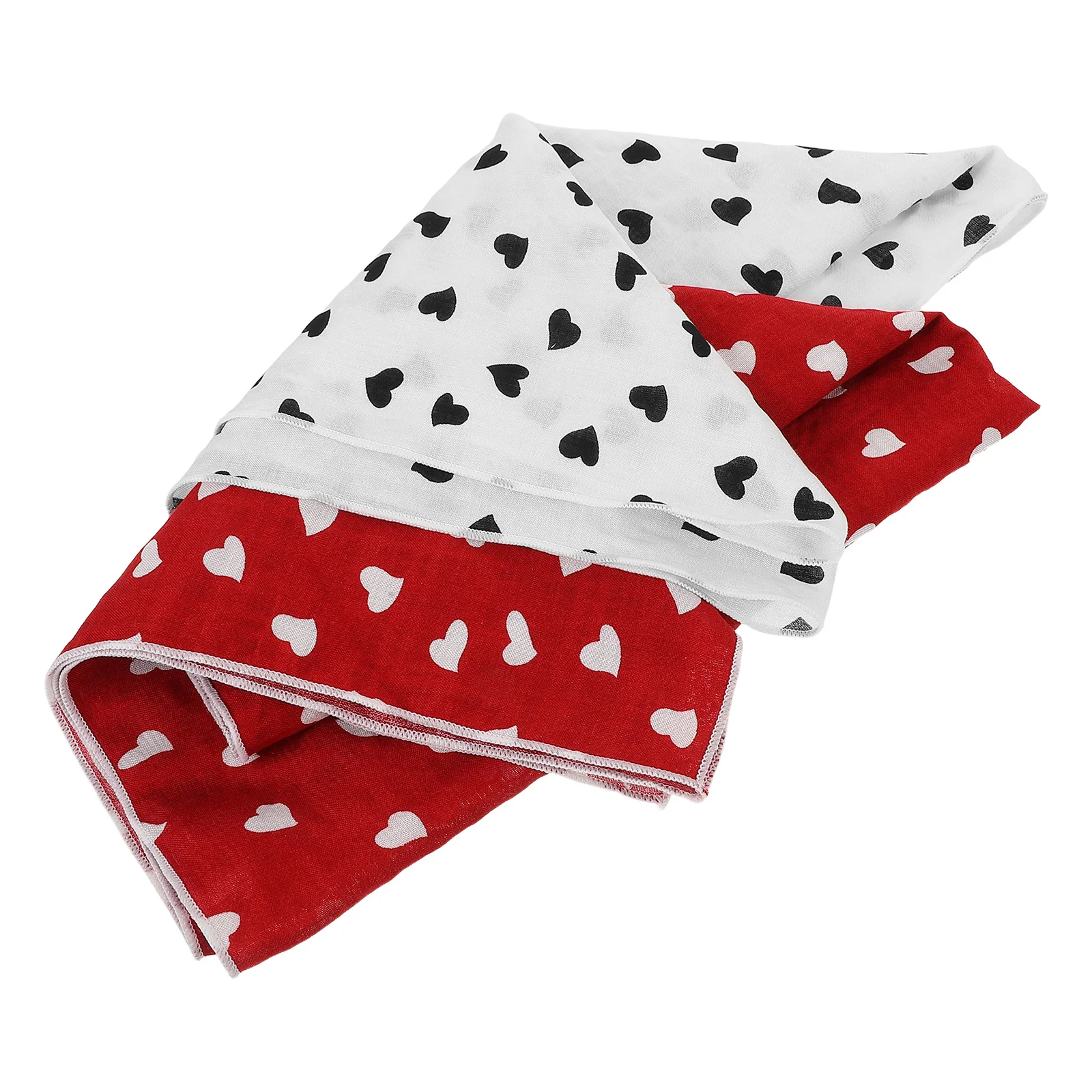 

2Pcs Small Square Cotton and Linen Scarves Heart Pattern Lightweight Neck Scarves for Women Soft Breathable Neck Hair Wrap