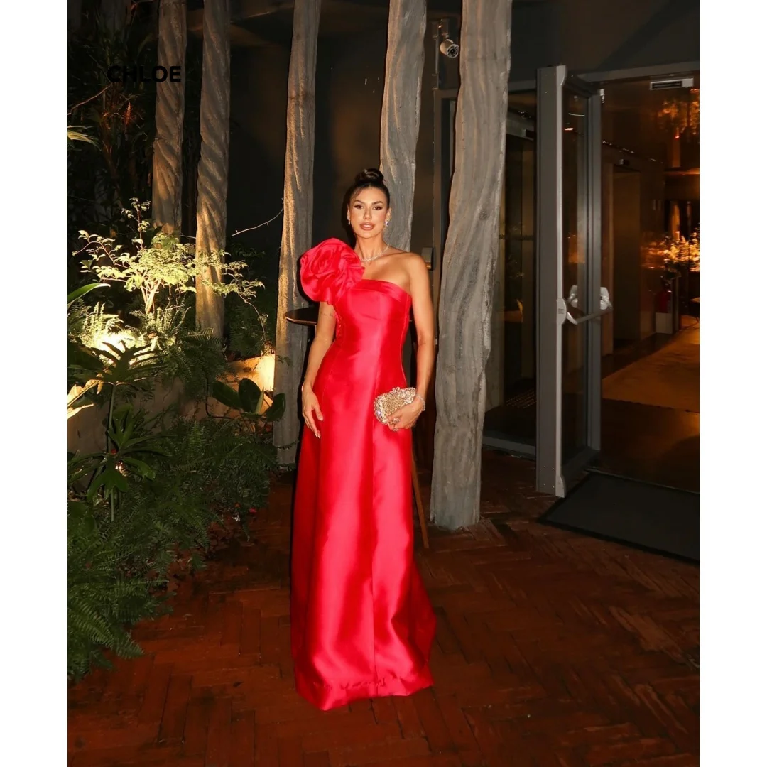 

Red Prom Luxury Dresses for Special Occasions Satin Women Evening Dress for Elegant Party Customized Line A Short Sleeves Woman