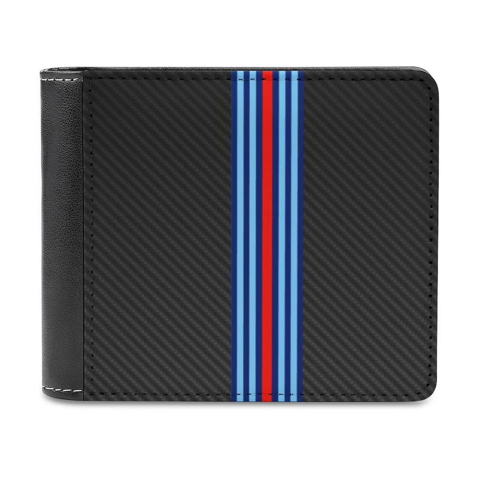 Carbon Fiber Racing Stripes 3 Leather Wallet Men's Wallet Diy Personalized Purse Father's Day Gift Carver Christmas Racing