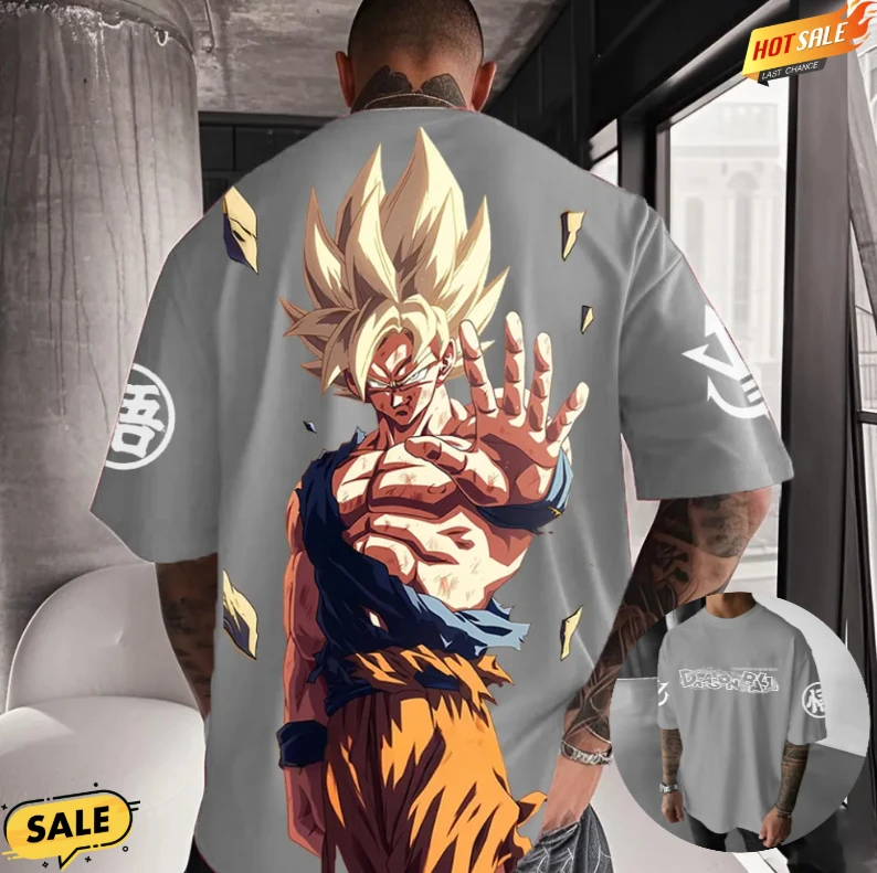 

Son Goku Anime Dragon Ball 2025 Summer T-shirt Harajuku Men Oversized Vintage Street Women Casual Tee Loose Short Sleeves Top