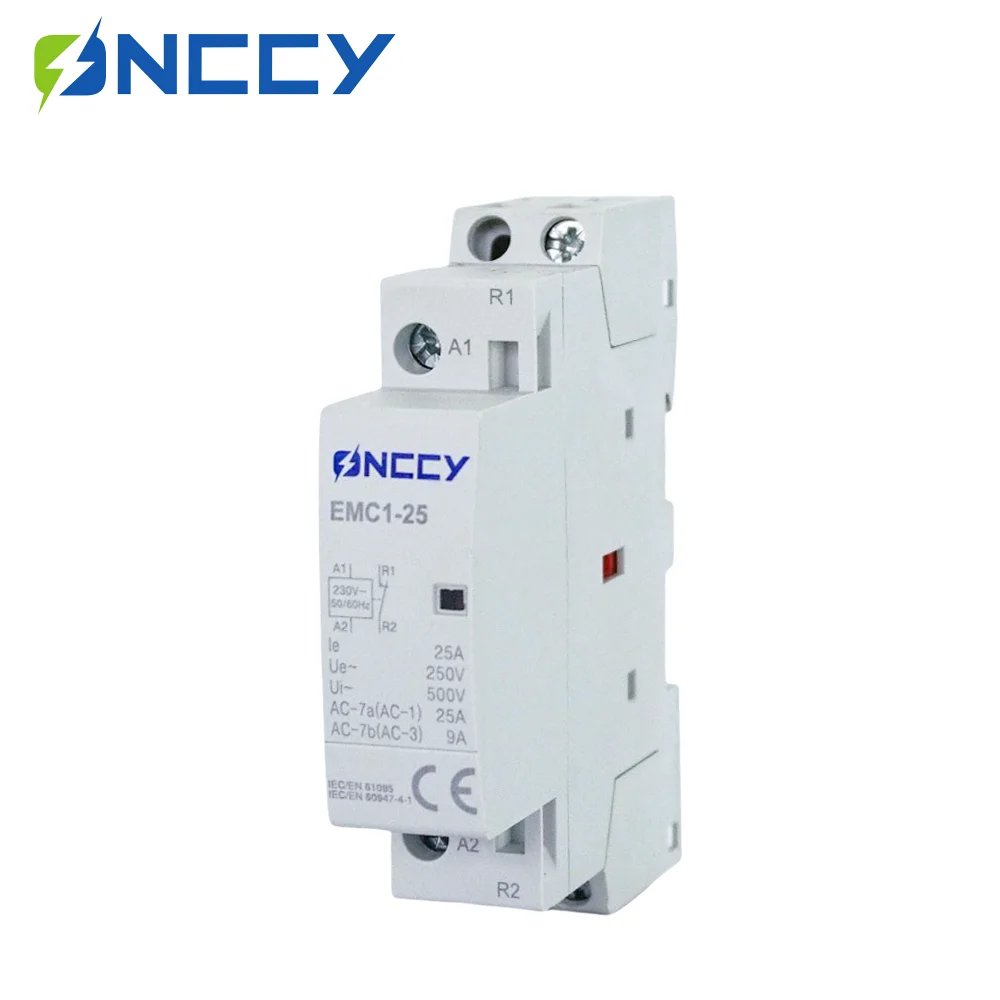 

ONCCY Din Rail Household Contactor AC 220V 230V 1P 16A 20A 25A 1NO1NC 50/60Hz Modular Contactor Automatic Type