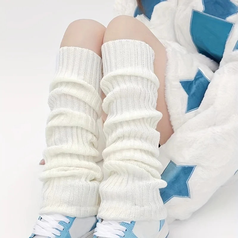 Chic Harajuku Knee-High Cotton Socks - Women’s Comfortable, Durable Leg Warmers, Solid Color