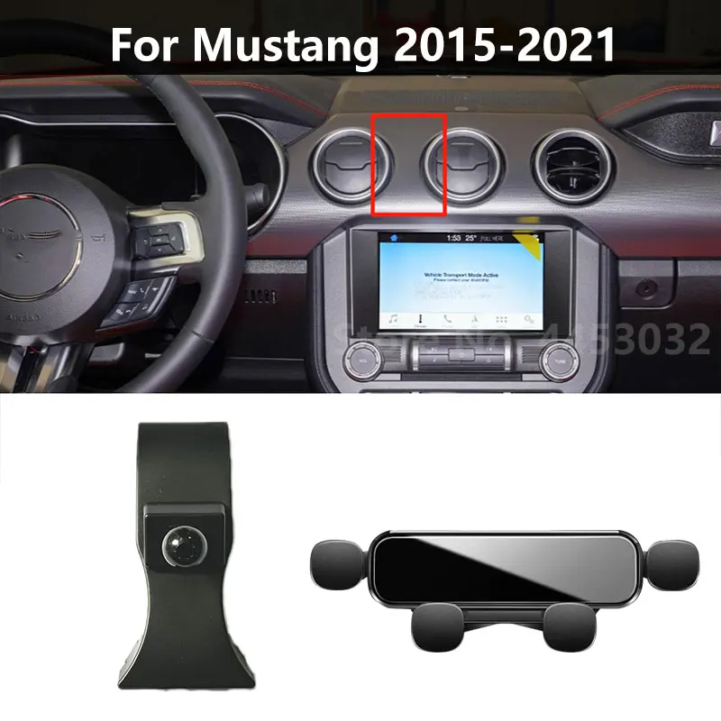 Car Mobile Phone Holder For Ford Mustang 2015-2021 Gravity Navigation Bracket Mute Not Block Air Vent Mounts Accessories