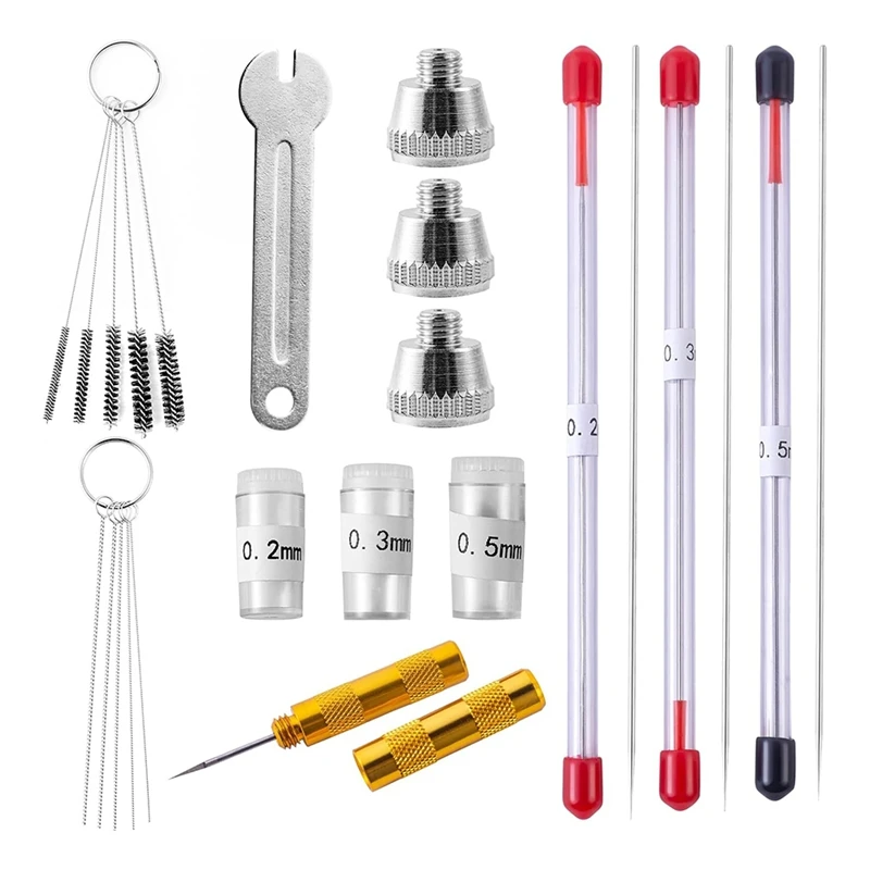 

21 Pieces Airbrush Nozzle Cap Kit 0.2Mm/0.3Mm/0.5Mm Airbrush Needle Replacement Parts For Airbrush Sprayer Accessories