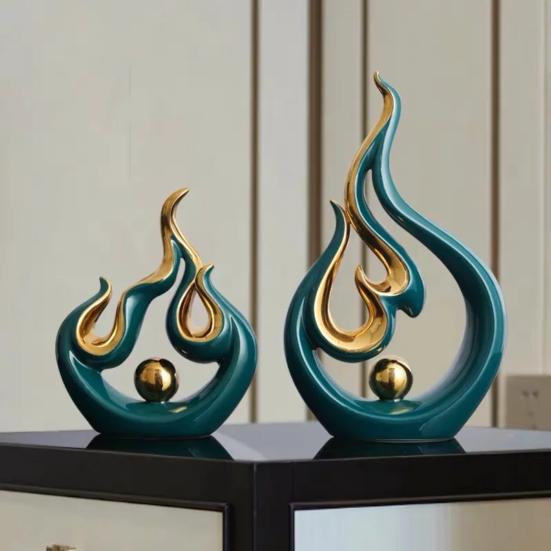 Electroplated Ceramic Ornaments Room Irregular Porcelain Sculpture Decor