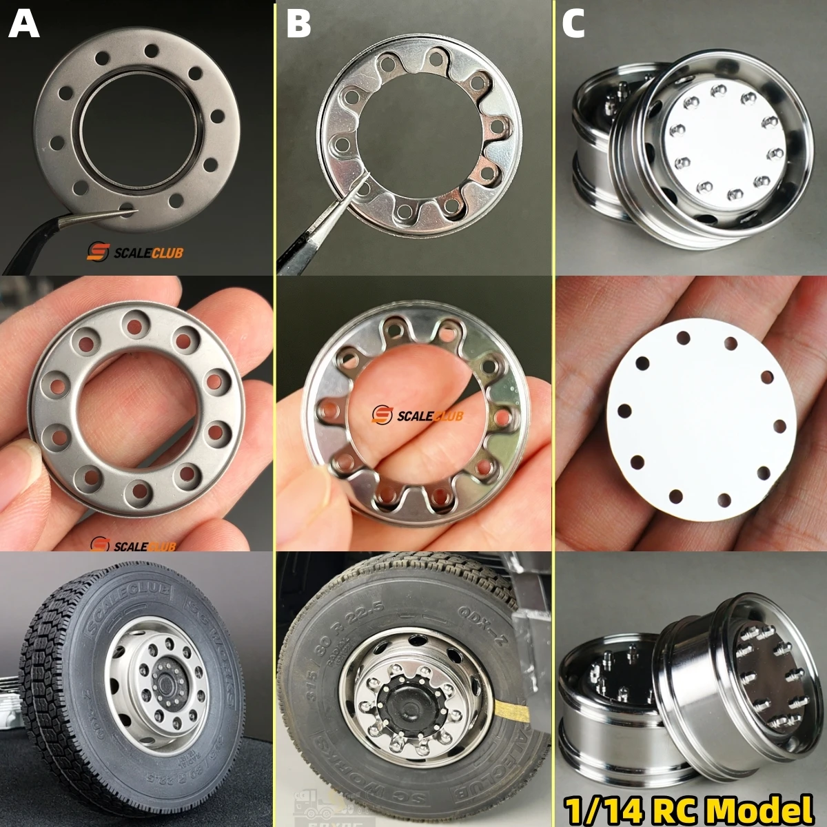 

1 пара металлических фиксаторов обода ступицы колеса для 1/14 Tamiya RC SCANIA 770S VOLVO BENZ, автозапчасти с дистанционным управлением и прицепом