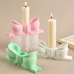 3D 활 양초 거치대 실리콘 몰드, DIY 저녁 장식, 나비 넥타이 촛대 만들기, 석고 송진 주조 금형, 홈 공예 장식
