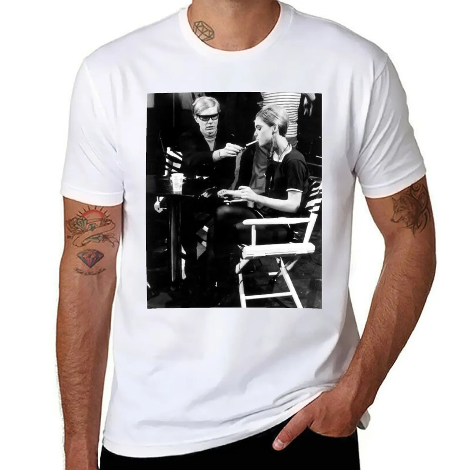 

Edie Sedgwick and Andy Warhol - The factory Girl - Sixties art photography black and white T-Shirt t shirts cotton 100% T-Shirt