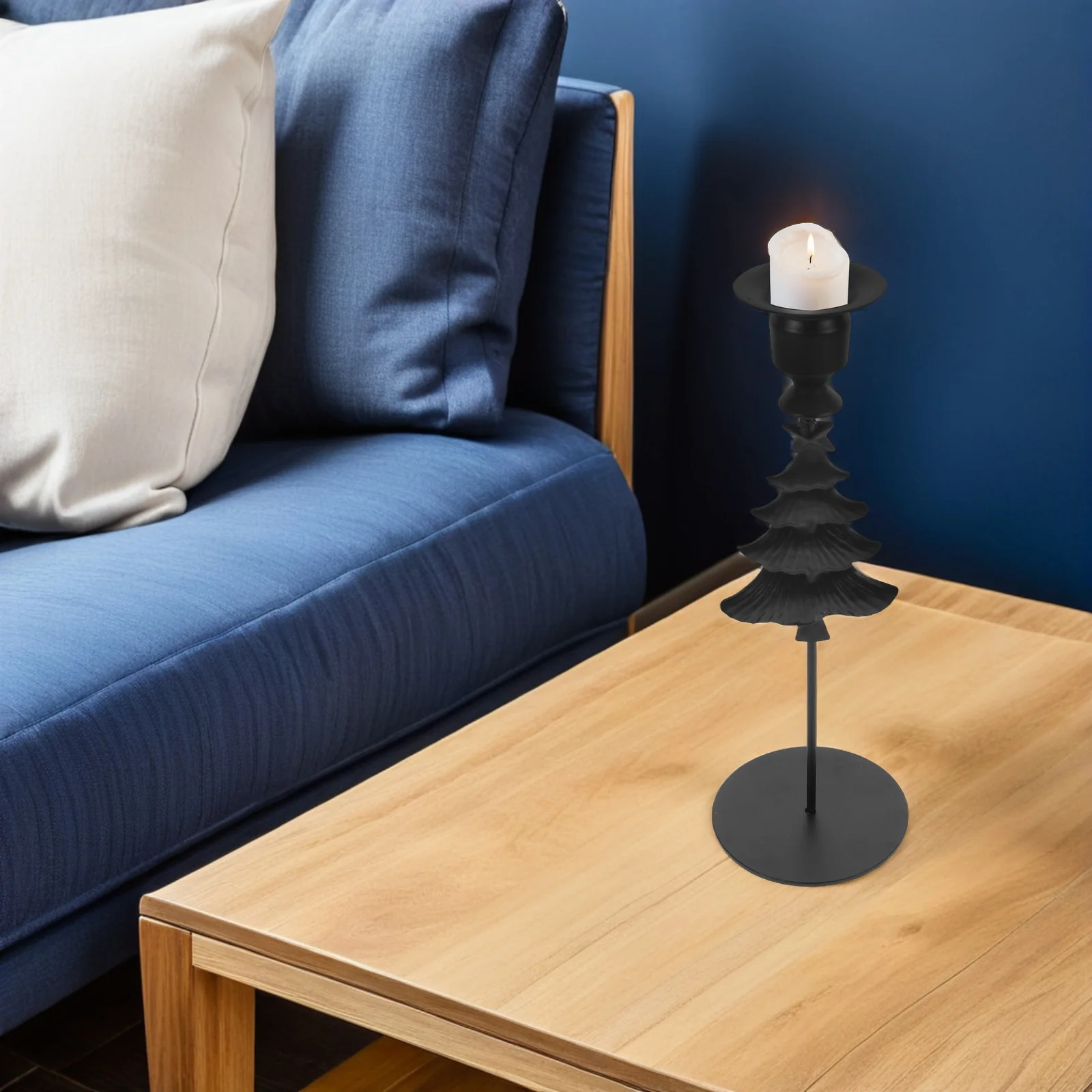 

Black Metal Christmas Tree Candlestick Holder Taper Stand for Holiday Table Centerpieces Farmhouse Decorations