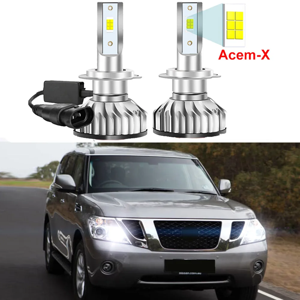 

2Pcs Car Led Headlight Bulbs For Nissan Patrol Y62 with ACEM-X Chips High Low Beam Car LED Headlamp Super Bright