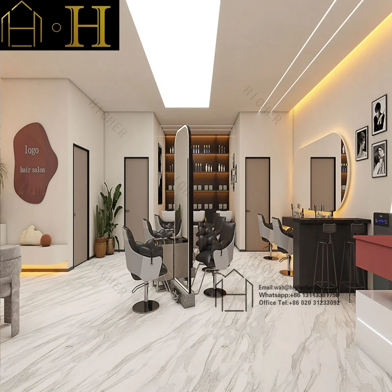 Luxury Gold Frame Single/double Side Hair Salon Mirrors Barber Station Led Salon Mirror Other Salon Furniture