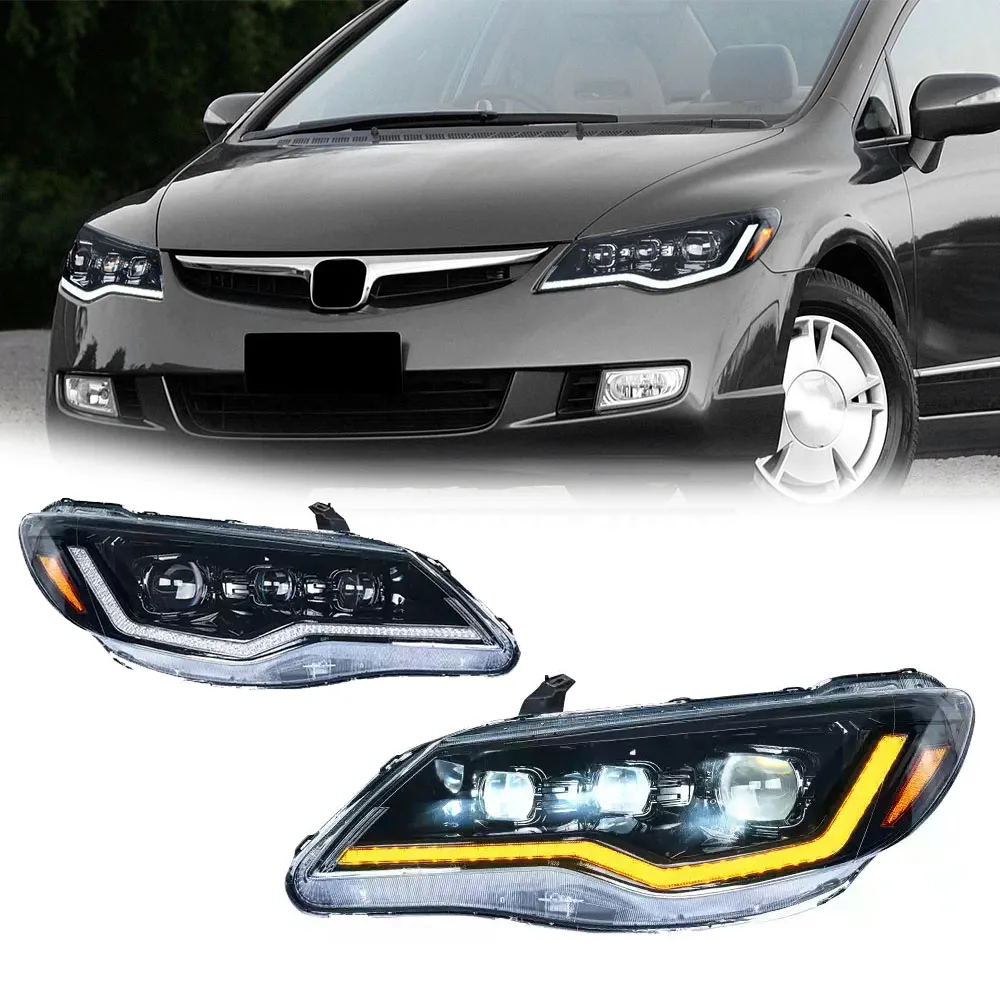 

Светодиодные фары для Honda CIVIC 8G FD2 06-12 LHD RHD, новый стиль DRL, автомобильные фары в сборе, аксессуары для сигнала, модифицированная лампа