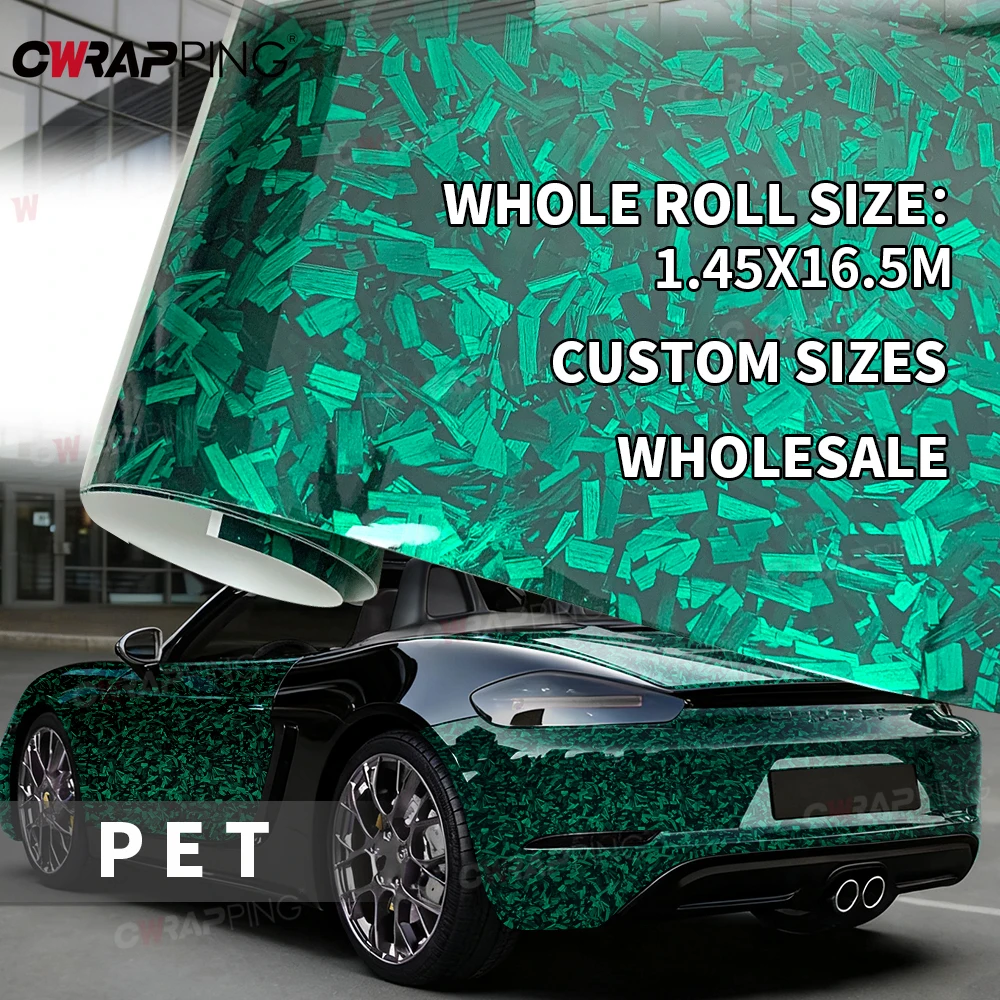

Carbon Fiber Vinyl Wrap Film Waterproof Auto Body Film Glossy Green Self Adhesive Carbon Fiber Stickers Film for Car Accessories