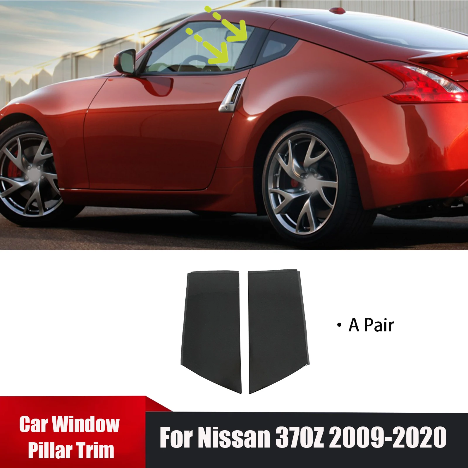 

For Nissan 370Z 2009-2020 A Pair Car Door Window B-Pillar Posts Trim Cover Glossy Black/Carbon Fiber Style Body Kit ABS Plastic