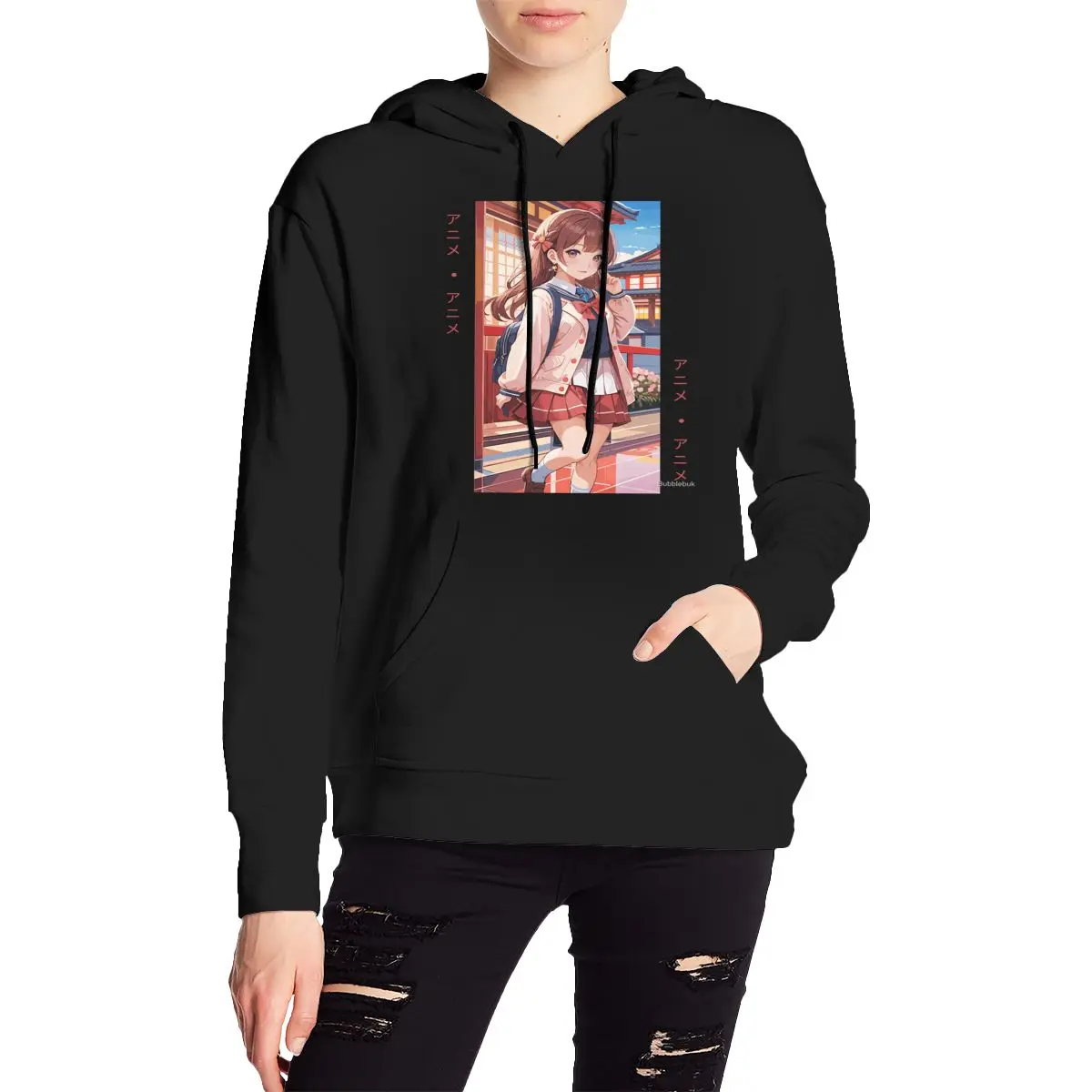 

Cute Anime School Girl Womens drop shoulder hoodie Leopard Home wear Plus size hoodie