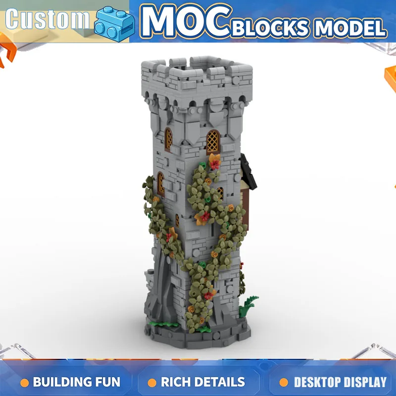1236PCS Medieval Ivy Stone Tower Building Blocks MOC Model Custom DIY Assembly Architecture Creative Educational Home Decoration