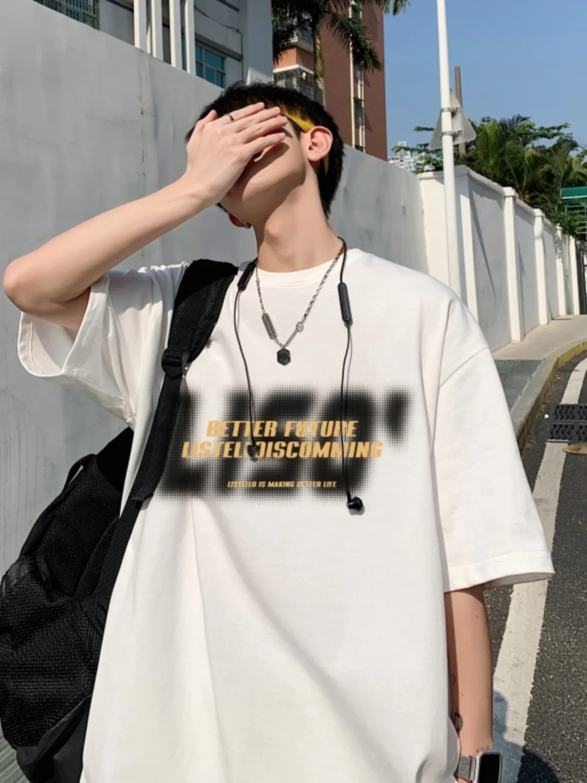 

American High Street Fuzzy Phan Letter ort Sve Men's Summer Trendy Brand Heavyweight Loose Pure Cotton T-irt