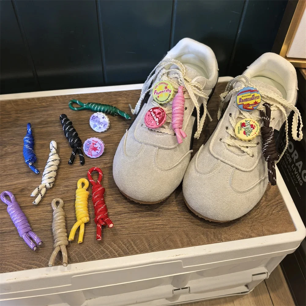 New Miu Series Sports Shoes Shoe Flowers Trendy Shoe Covers Decorative Buckles Woven Colored Rope Accessories
