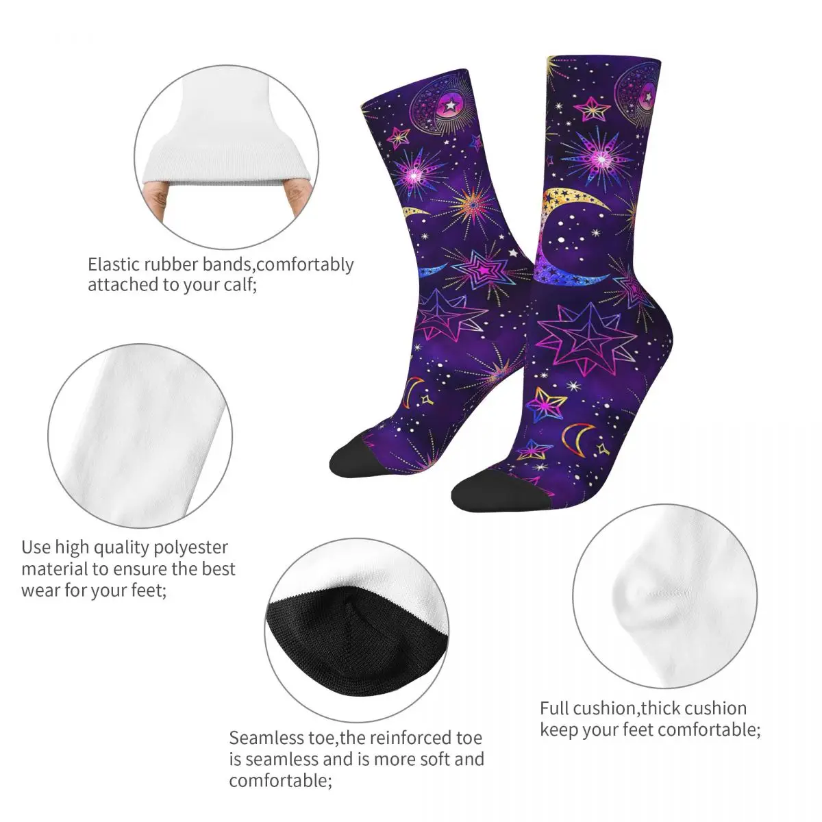 New Men's Socks Casual Magic Psychedelic Sock Polyester Moon Pattern Sport Women's Socks Spring Summer Autumn Winter