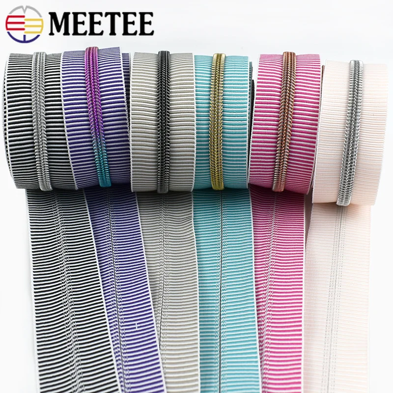 

2-20M Stripe Zipper Roll 5# Nylon Zip Tape for Tailor Sewing Zippers By Meter Bag Making Zips Garment Repair Kit DIY Accessories