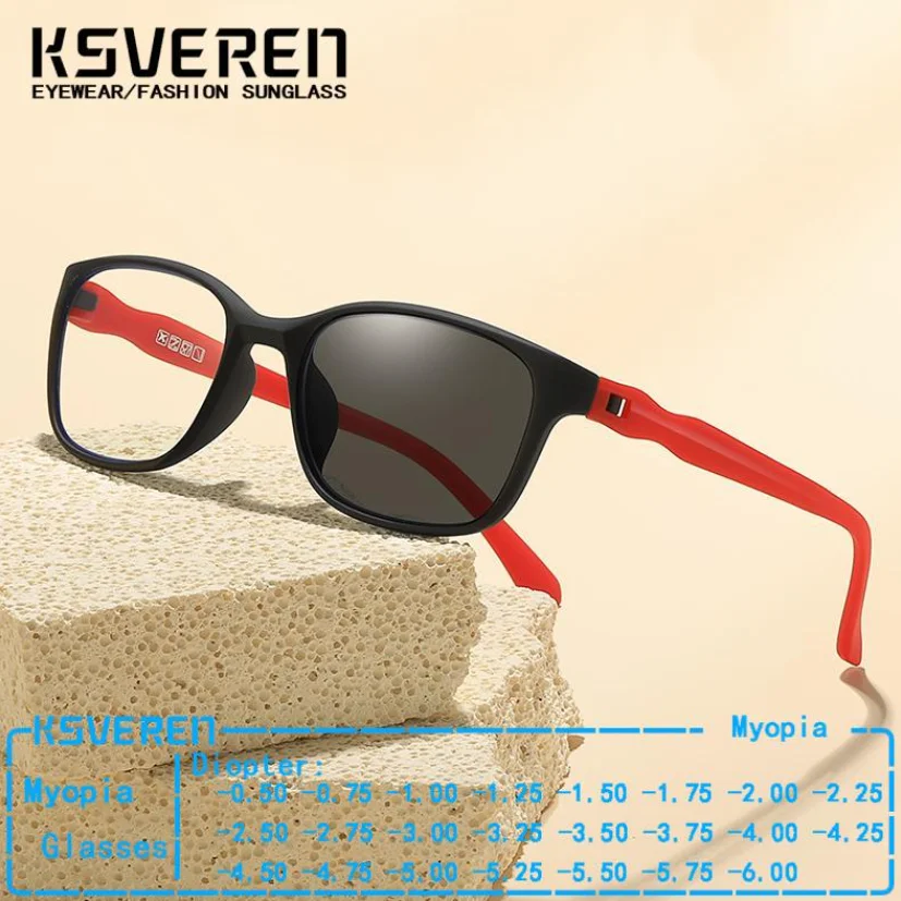 

Men Women Full Frame Sport Photochromic Myopia Glasses Prescription Shortsighted Eyewear Outdoor Driving Sunglasses -0.5 To -6.0