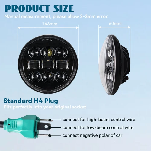 Imagen 2 del producto Faro Led Universal para motocicleta y coche, 5 3/4 pulgadas, 5,75 "", para Harley Indian, Scout, Honda, Yamaha, v-star, Triumph, DRL, H4