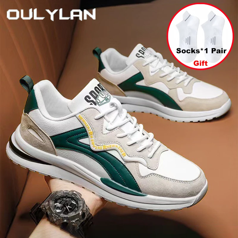 

Oulylan 2025 Summer Sneakers For Men Casual Thick Soled Running Shoes Outdoor Lace Up Sports Footwear Fashion Color Blocked Shoe