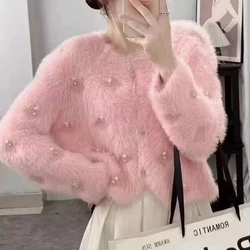 Women's Clothing Autumn Winter Round Neck Solid Color Button Embroidered Flares Cardigan Long Sleeve Jackets Coats Elegant Tops