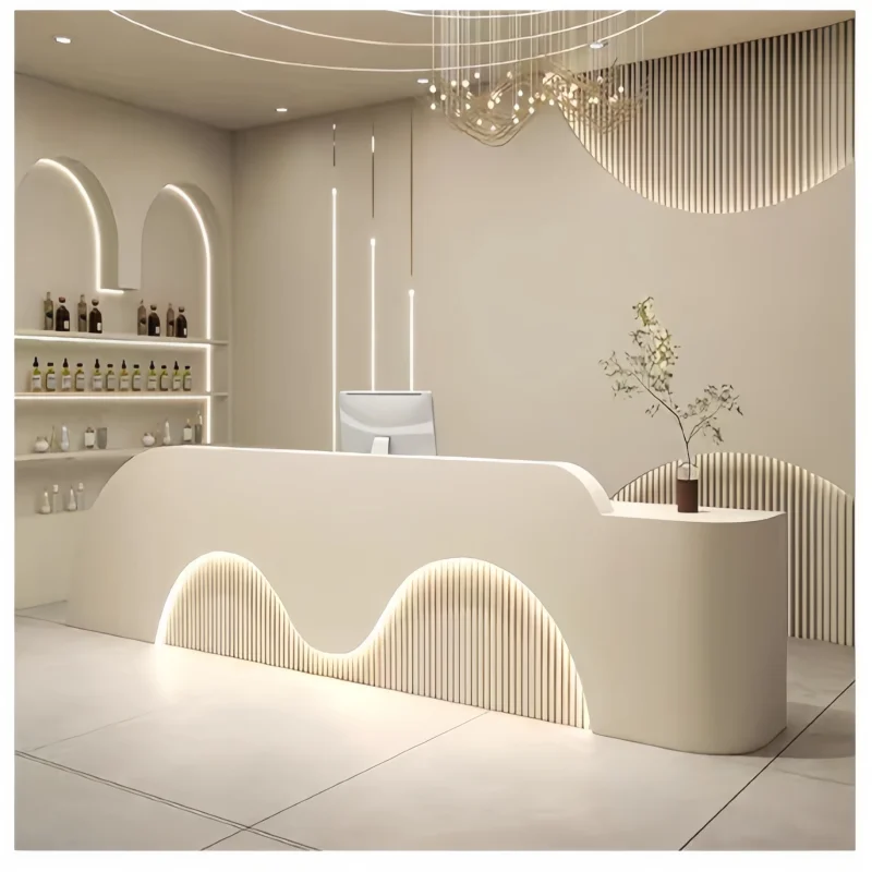 *#o n Modern Simple High Gloss Painting Reception Counter Lacquered Office Reception Desk Company Welcome Consultation Desk
