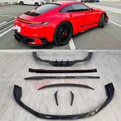 For Porsche 911 992 2019-2024 Carbon Fiber Front Lip Rear Diffuser Side Skirt Body Kit Trunk Spoiler Upgrade Refit Splitter