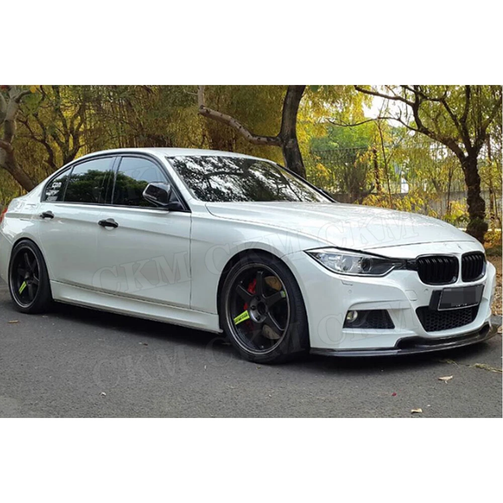 سبويلر الشفة الأمامية من ألياف الكربون لسيارات BMW 3 Series F30 F35 M Sport 320i 325i 328i 330i 335i 2012-2018 V Style واقي الذقن #6