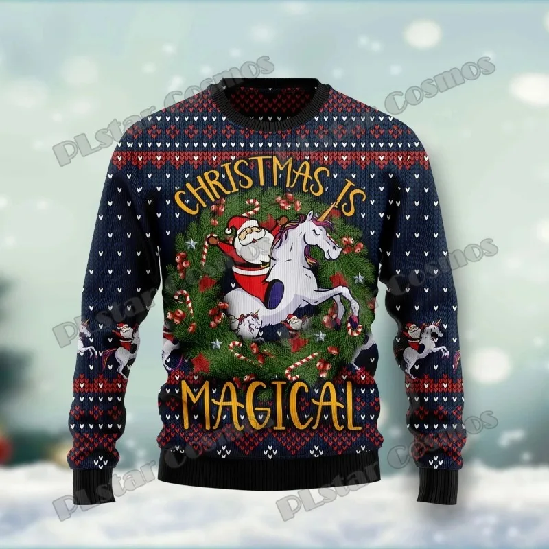 

Round neck sweater with multiple elements, long sleeves, ugly Christmas patterns, various colors and styles, fashionable and hig