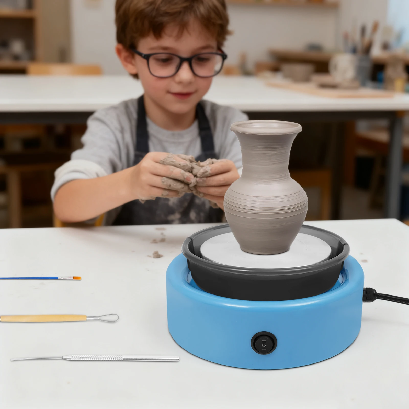 

Mini Pottery Wheel Machine with Foot Pedal, 0-140 rpm Speed Adjustable Pottery Machine, Ceramic Machine for Kids Beginners Adult