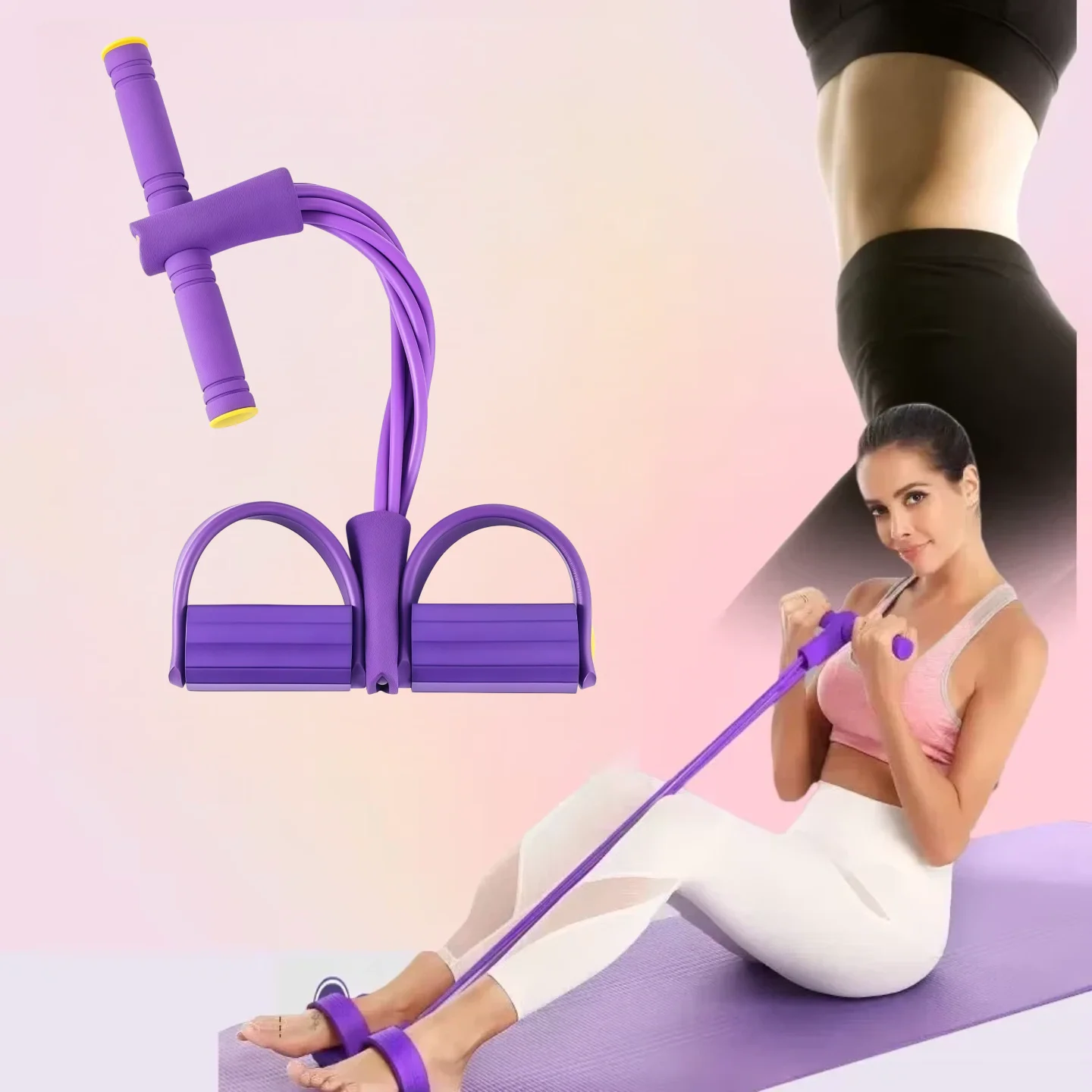 Six-Tube Pedal Tensioner Multi-Functional Household Fitness Equipment Yoga Abdominal Strengthening Elastic Band Tension Rope