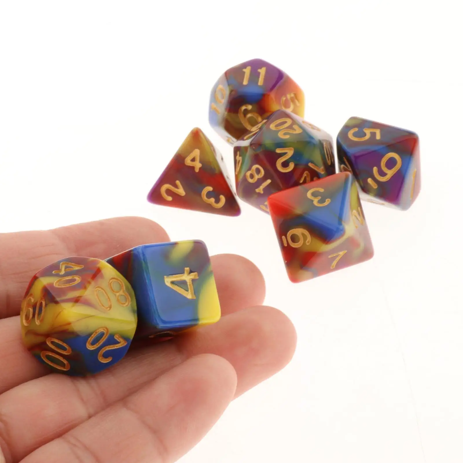 7ชิ้น/เซ็ตสี Acrylic Polyhedral ลูกเต๋าชุด D4 D6 D8 D10 D12 D20 7-Die โหราศาสตร์ลูกเต๋า Props สำหรับ DND ครอบครัวเกมตารางเกม