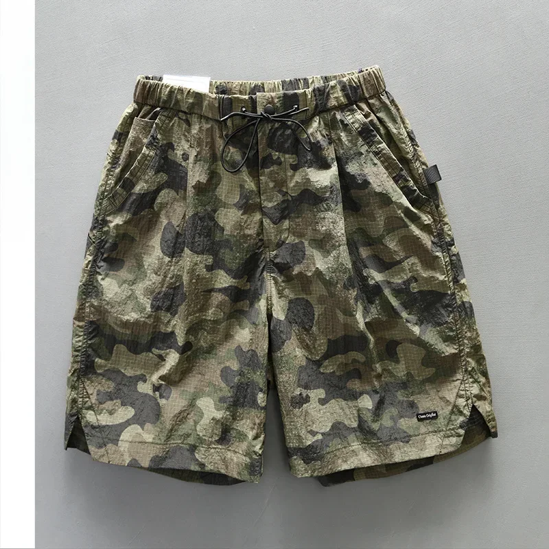 

2024 Summer New Beach Camouflage Big Pockets Shorts Men Clothing Cargo Casual Drawstring Men Pants AZ022