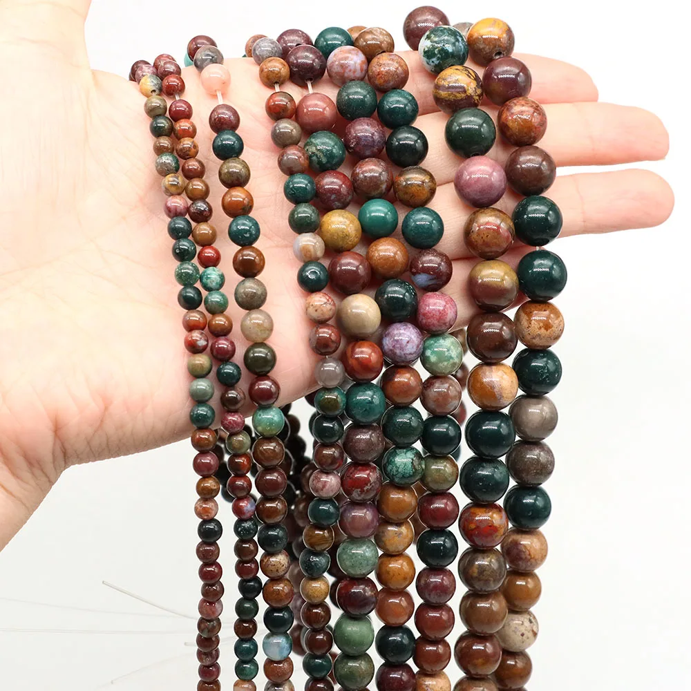 Natural Stone Ocean Jasper Beads Round Loose Spacer Bead 4 6 8 10mm For Jewelry Making Diy Necklace Bracelet Accessory 15